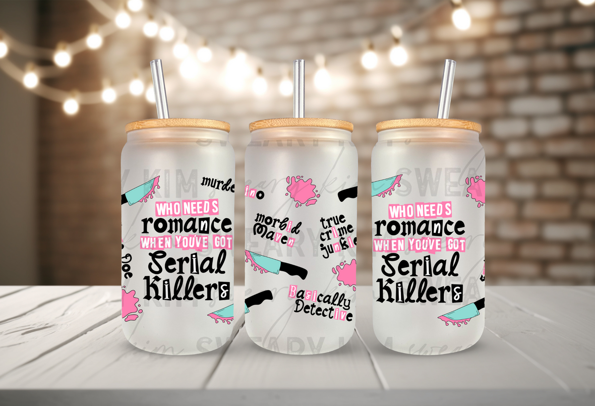 Murderino UV Dtf 16oz glass can wrap