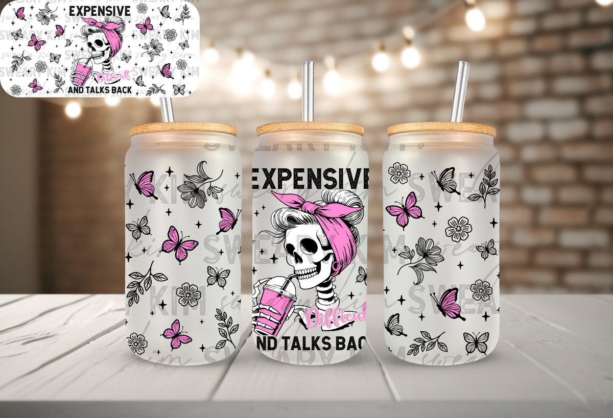 Expensive & Talks Back UV Dtf 16oz glass can wrap