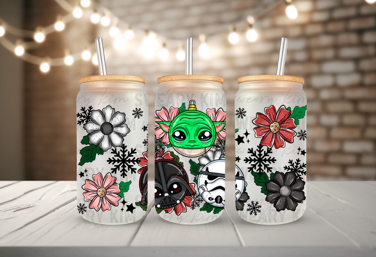 The Force Ornaments UV Dtf 16oz glass can wrap