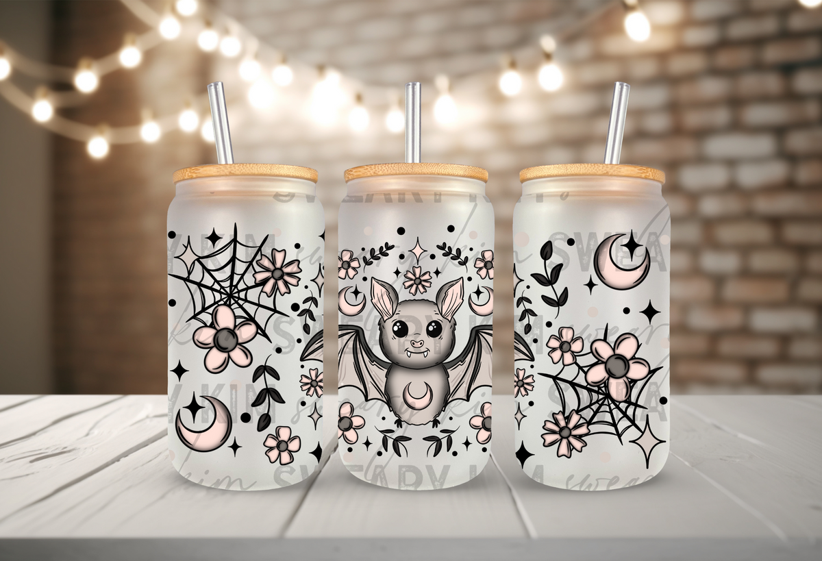 Cute Vampire Bat UV Dtf 16oz glass can wrap