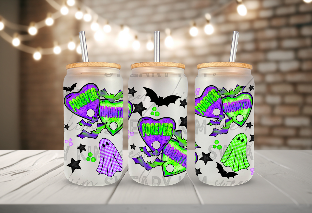 Forever Haunted Planchettes UV Dtf 16oz glass can wrap