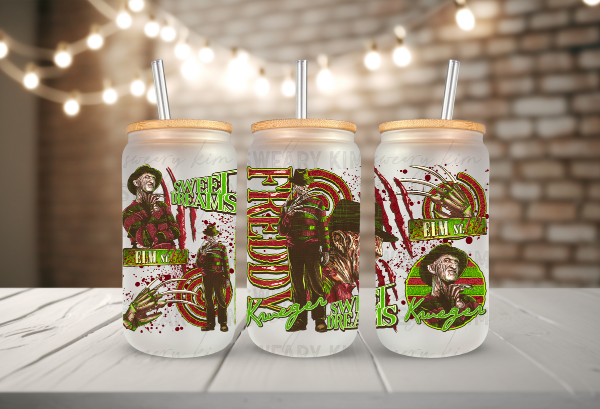Digitized Fred UV Dtf 16oz glass can wrap