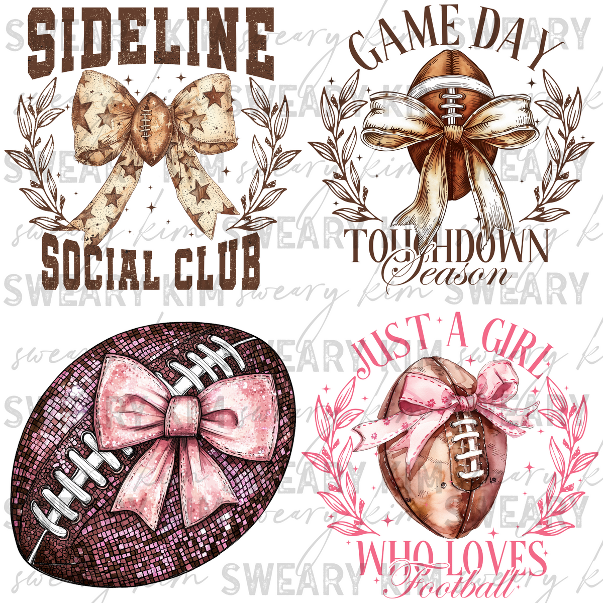 Girly Football Decal UV Dtf Element Sheet