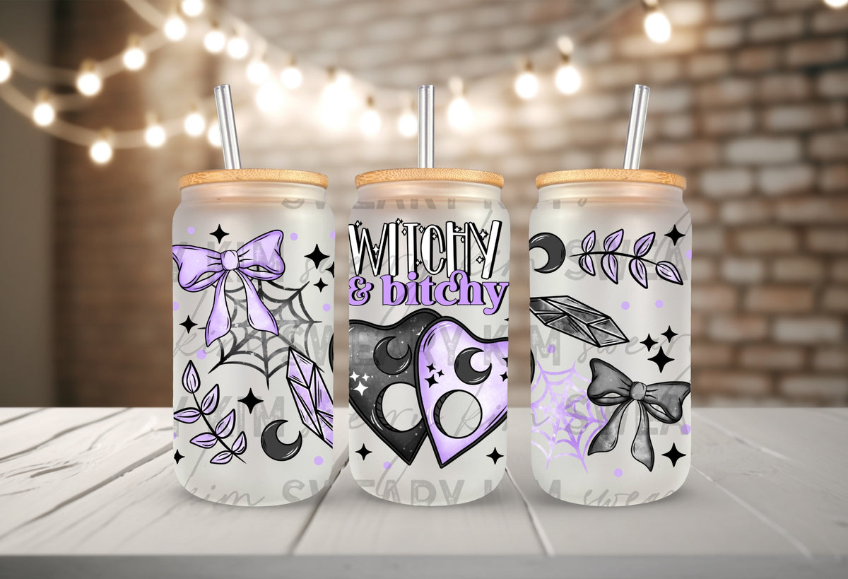 Exclusive Witchy & Bitchy Planchettes UV Dtf 16oz glass can wrap