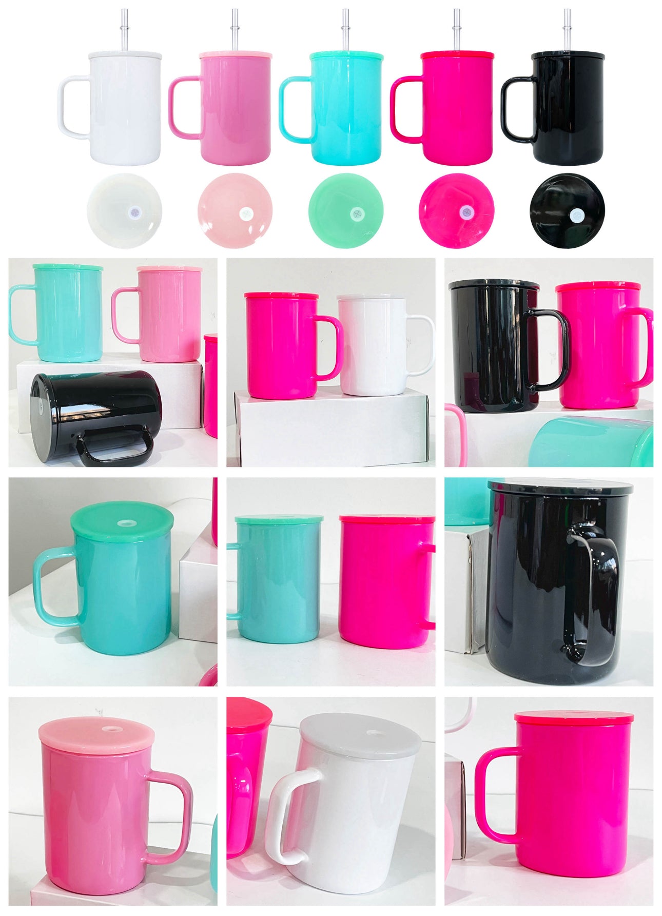 17oz blank sublimation Glass mugs with colorful PP lids_CNPNY – YPSub