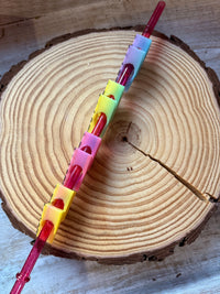 Rainbow Checkered Lightening Bolt Straw Topper