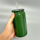 Dark Green 16 oz Glass Can Tumbler w/ PP Acrylic Lid