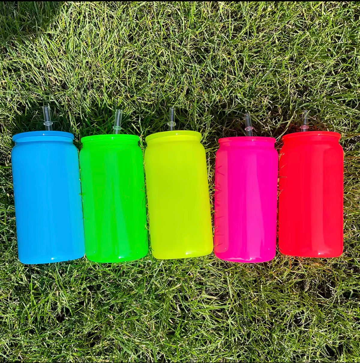 16oz Neon Glass Can w/ Matching Lid