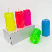 16oz Neon Glass Can w/ Matching Lid