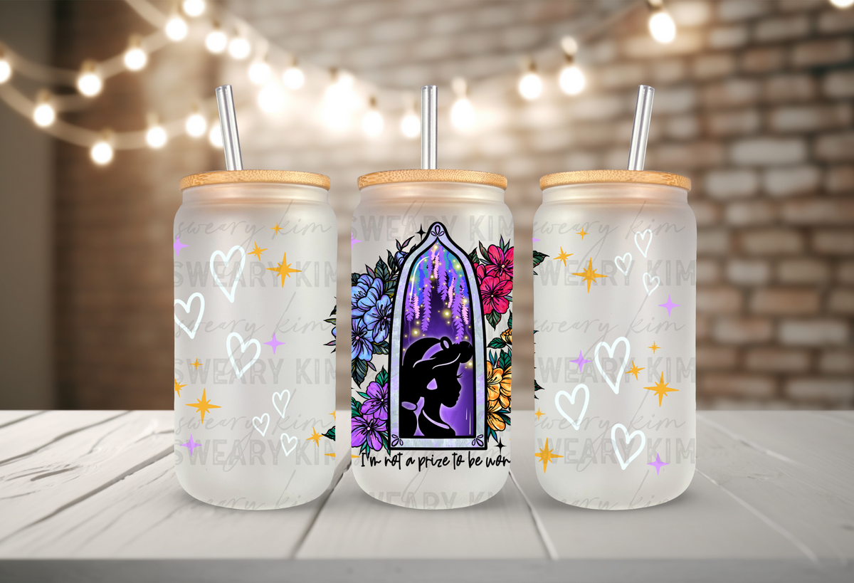 Magic Lamp Princess Silhouette UV Dtf 16oz glass can wrap