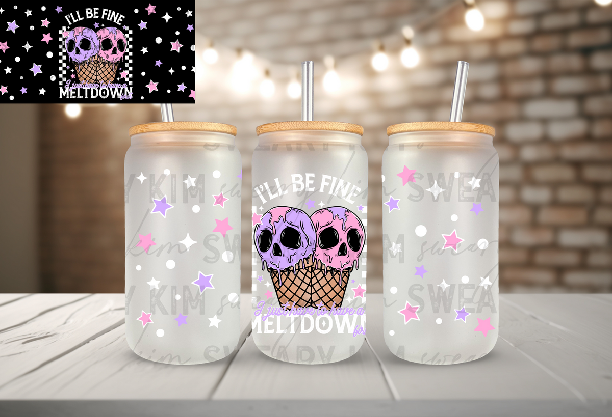 Meltdown Spooky Ice Cream UV Dtf 16oz glass can wrap