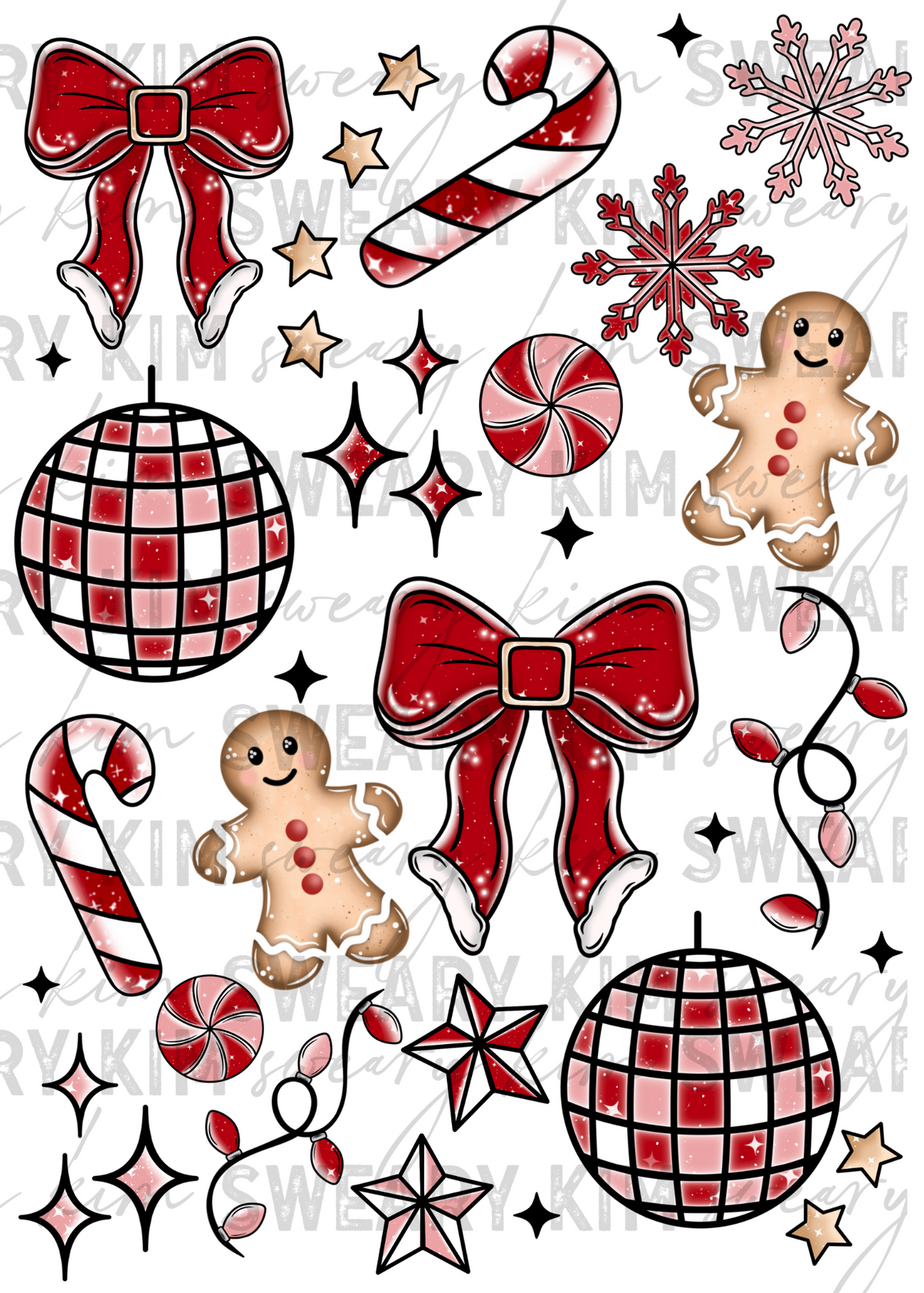 Exclusive Red Christmas Bows UV Dtf Element Sheet