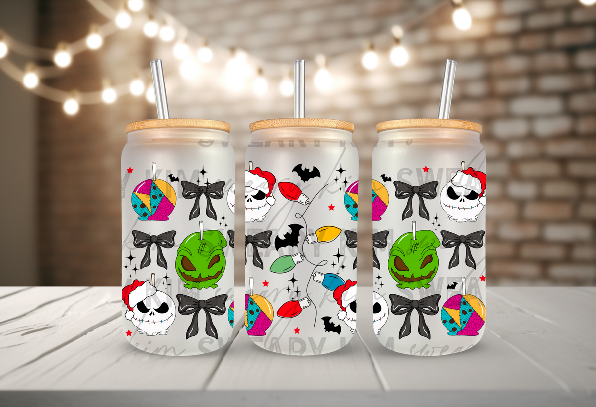 Spooky Christmas Pops UV Dtf 16oz glass can wrap