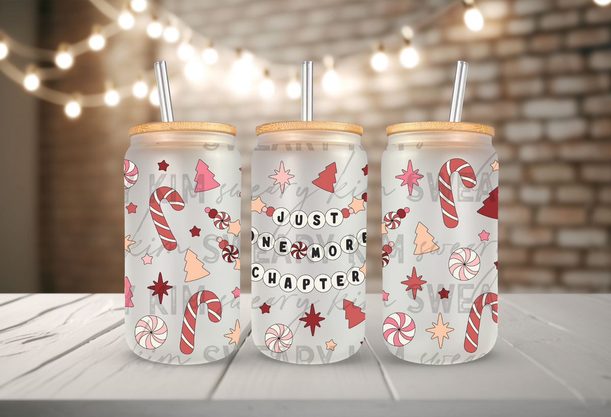 Christmas One More Chapter Bracelets UV Dtf 16oz glass can wrap