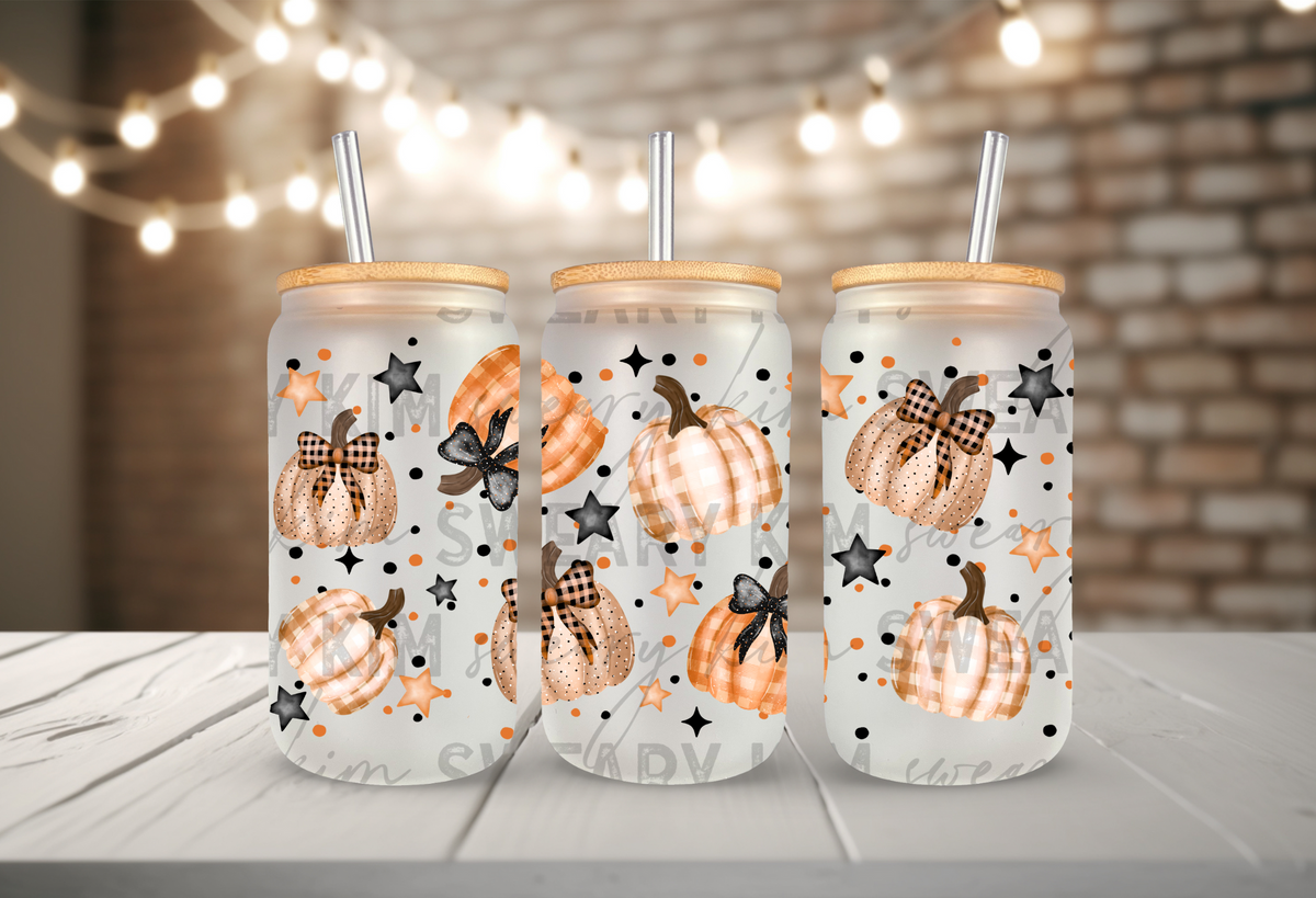 Pretty Pumpkins UV Dtf 16oz glass can wrap