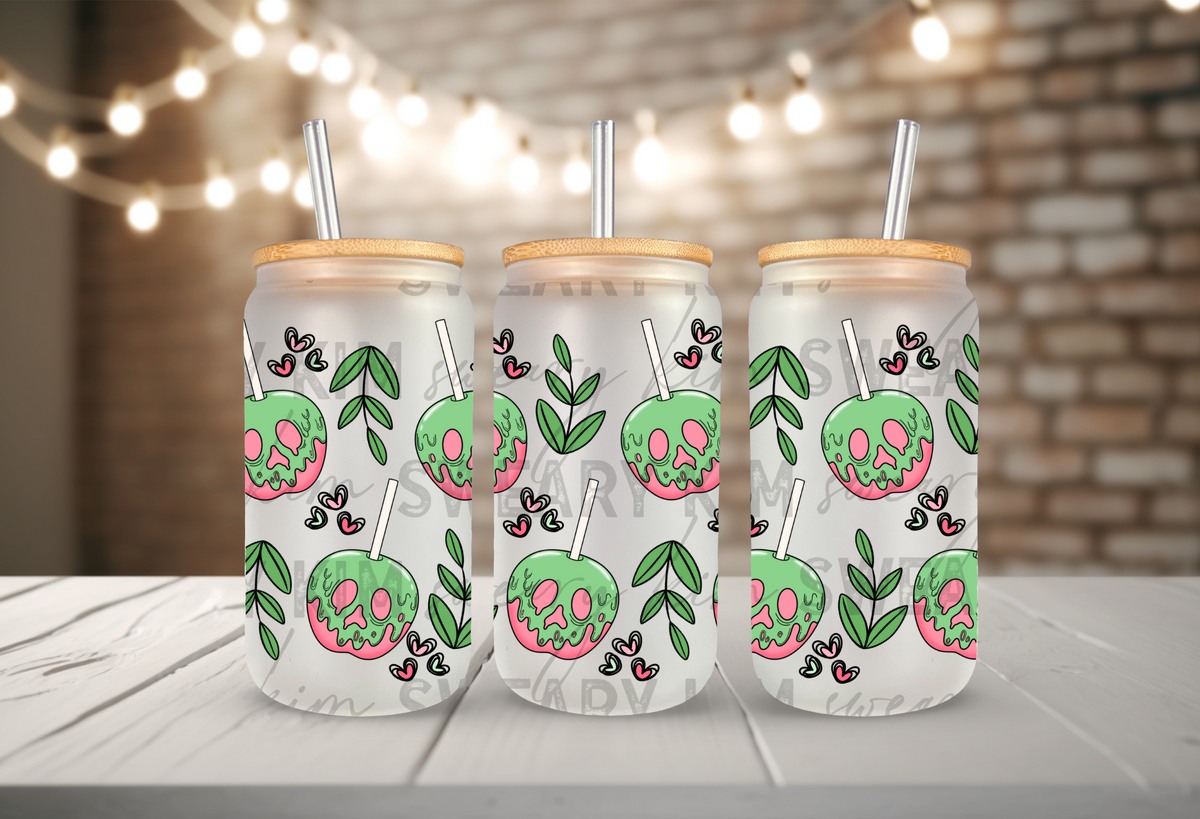 Spooky Apples UV Dtf 16oz glass can wrap