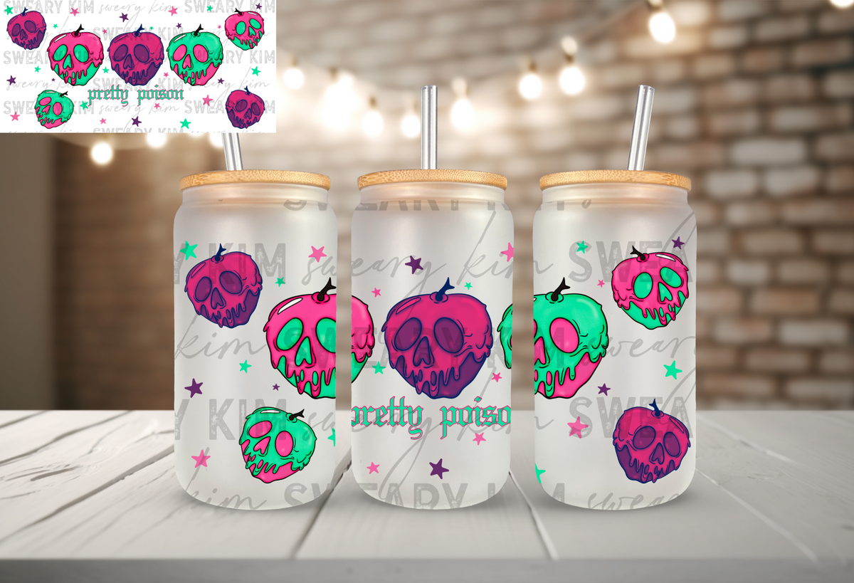 Pretty Poison Apples UV Dtf 16oz glass can wrap