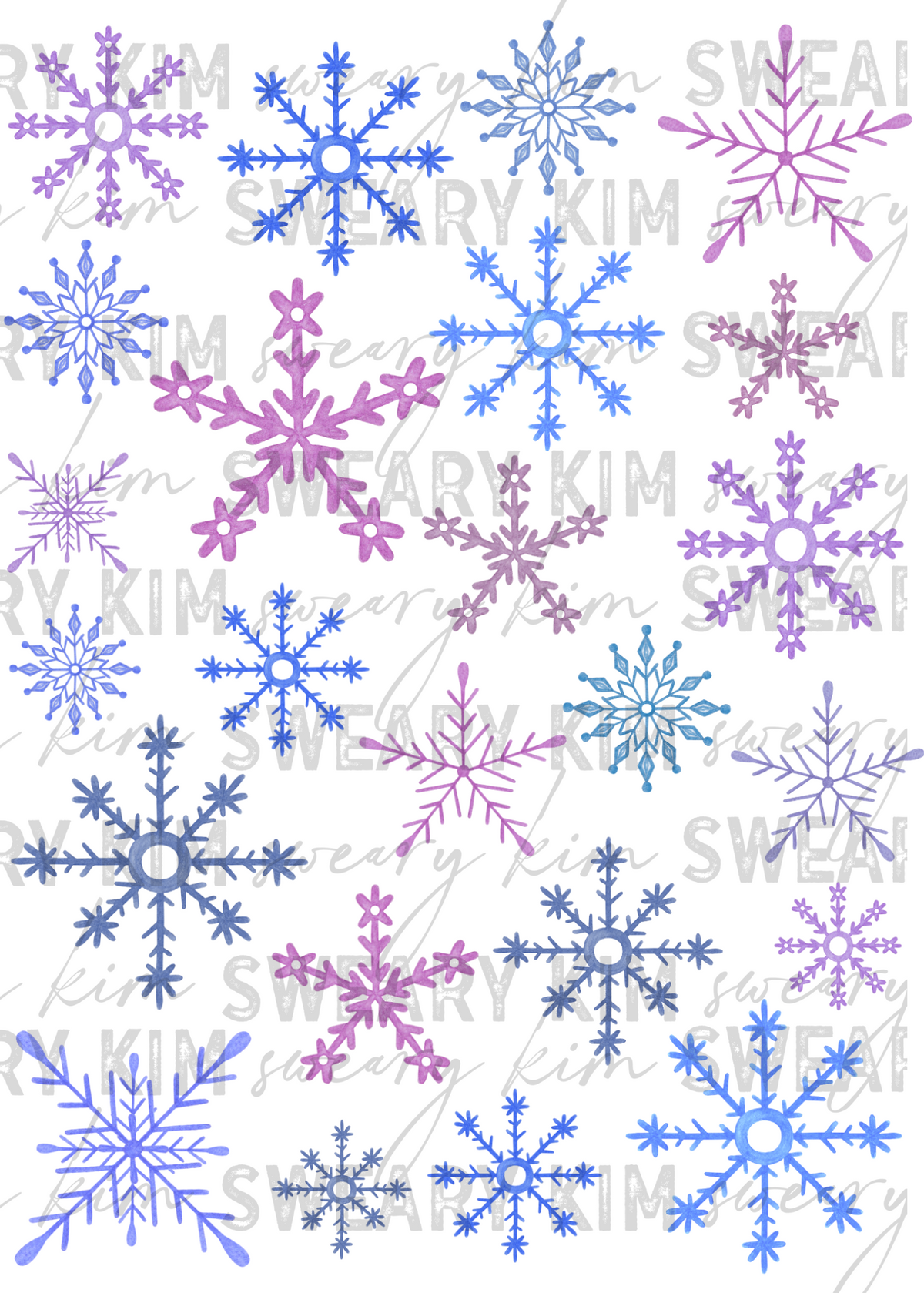 Purple Snowflake Elements UV Dtf Element Sheet