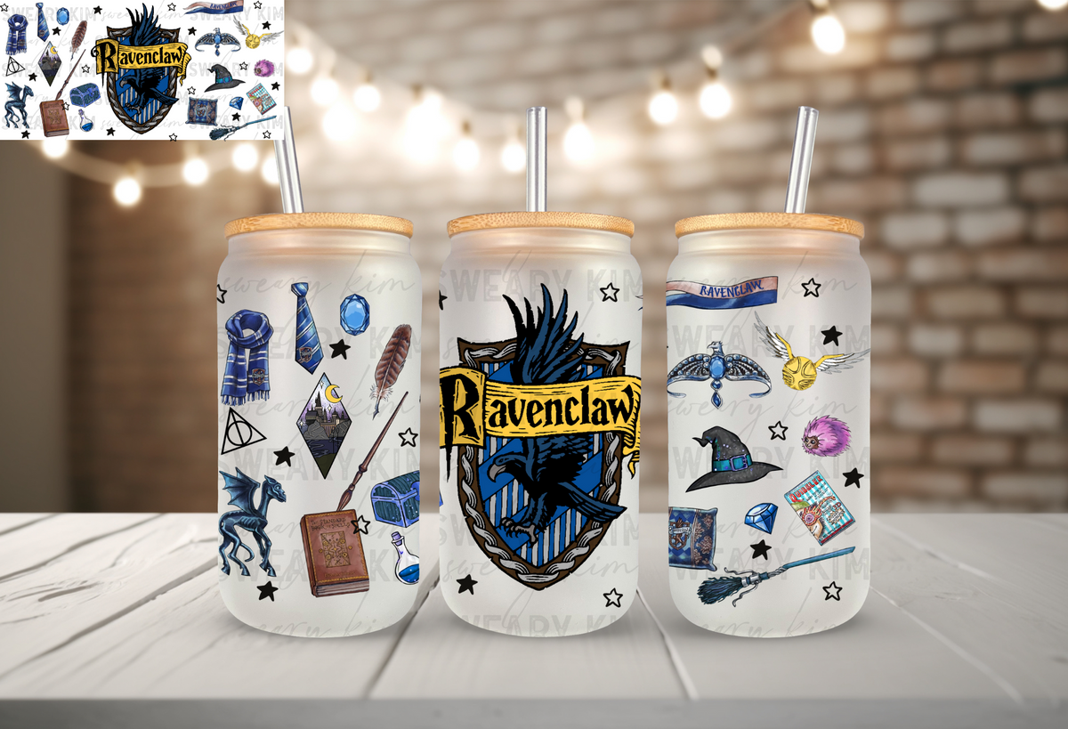 The Raven House UV Dtf 16oz glass can wrap