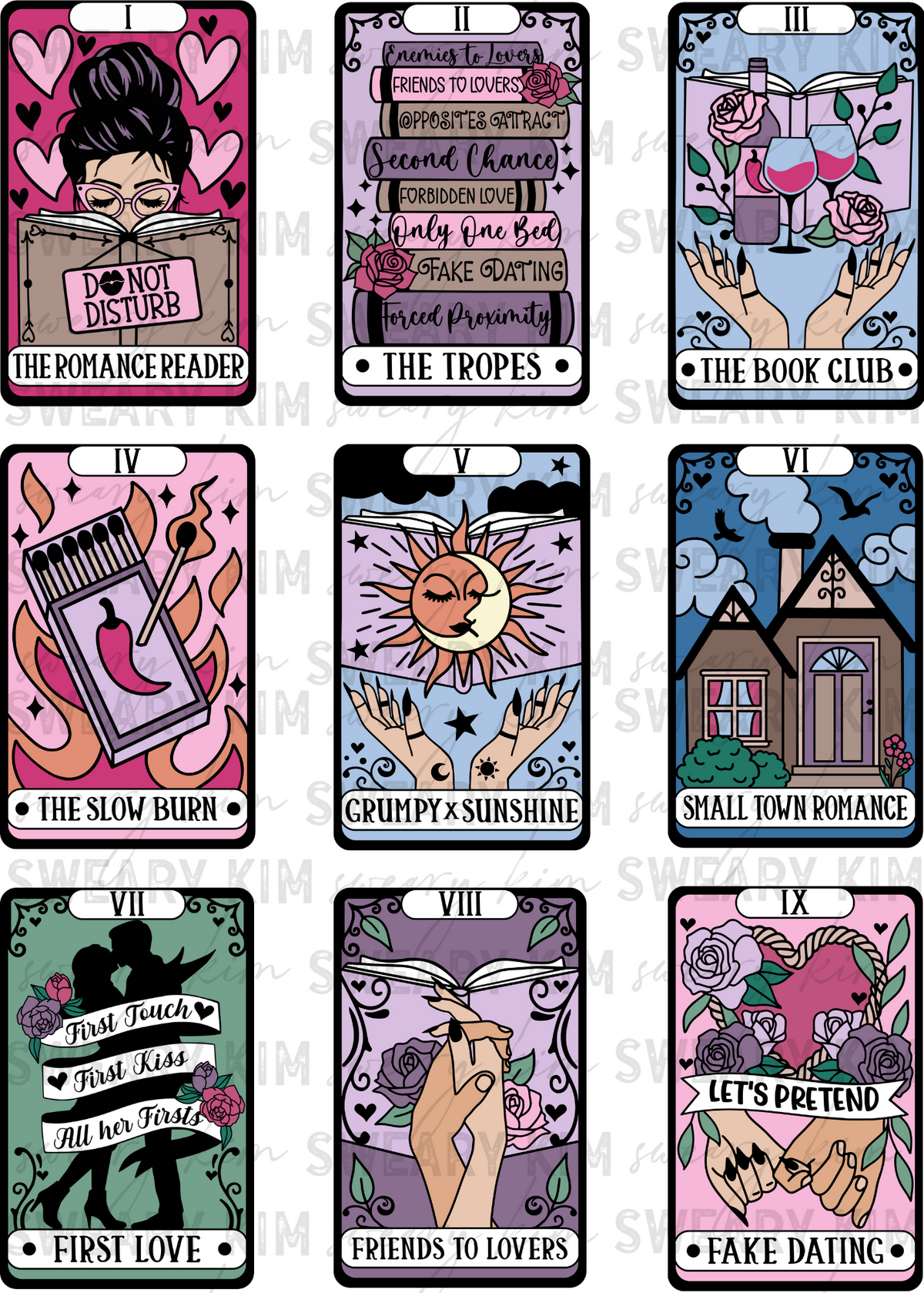 Romance Book Tarot Cards UV Dtf Element Sheet