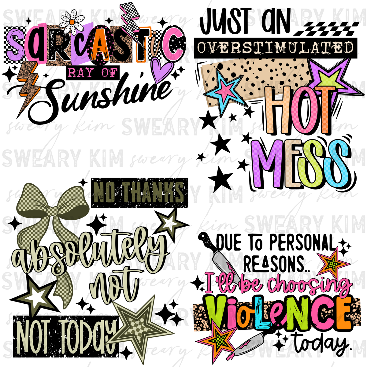 Retro Sassy Colorful Decals UV Dtf Element Sheet