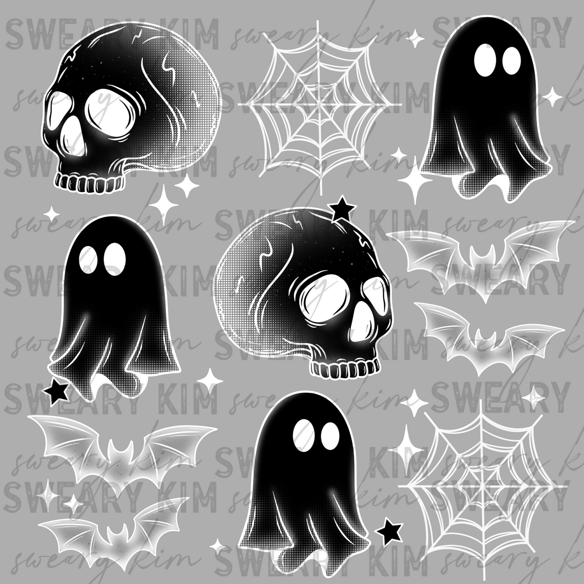 Spooky Grid UV Dtf Element Sheet