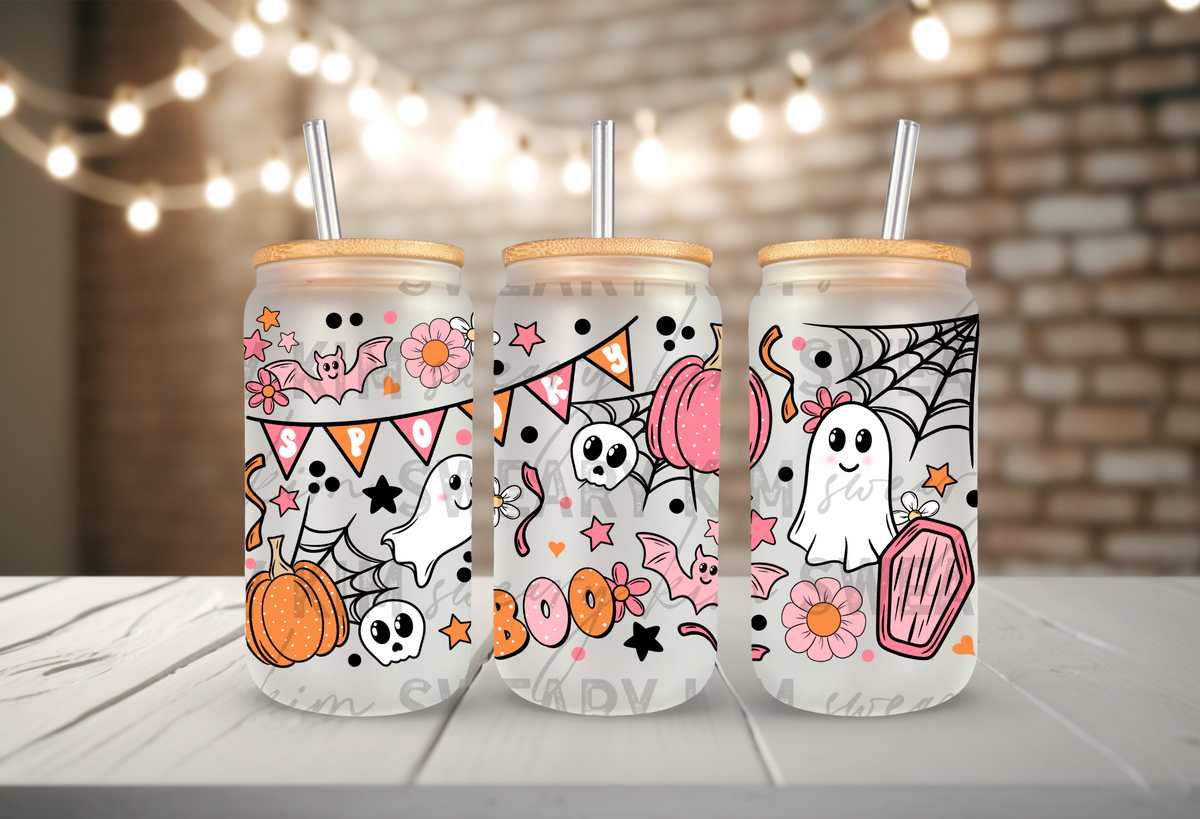 Exclusive Halloween Party UV Dtf 16oz glass can wrap