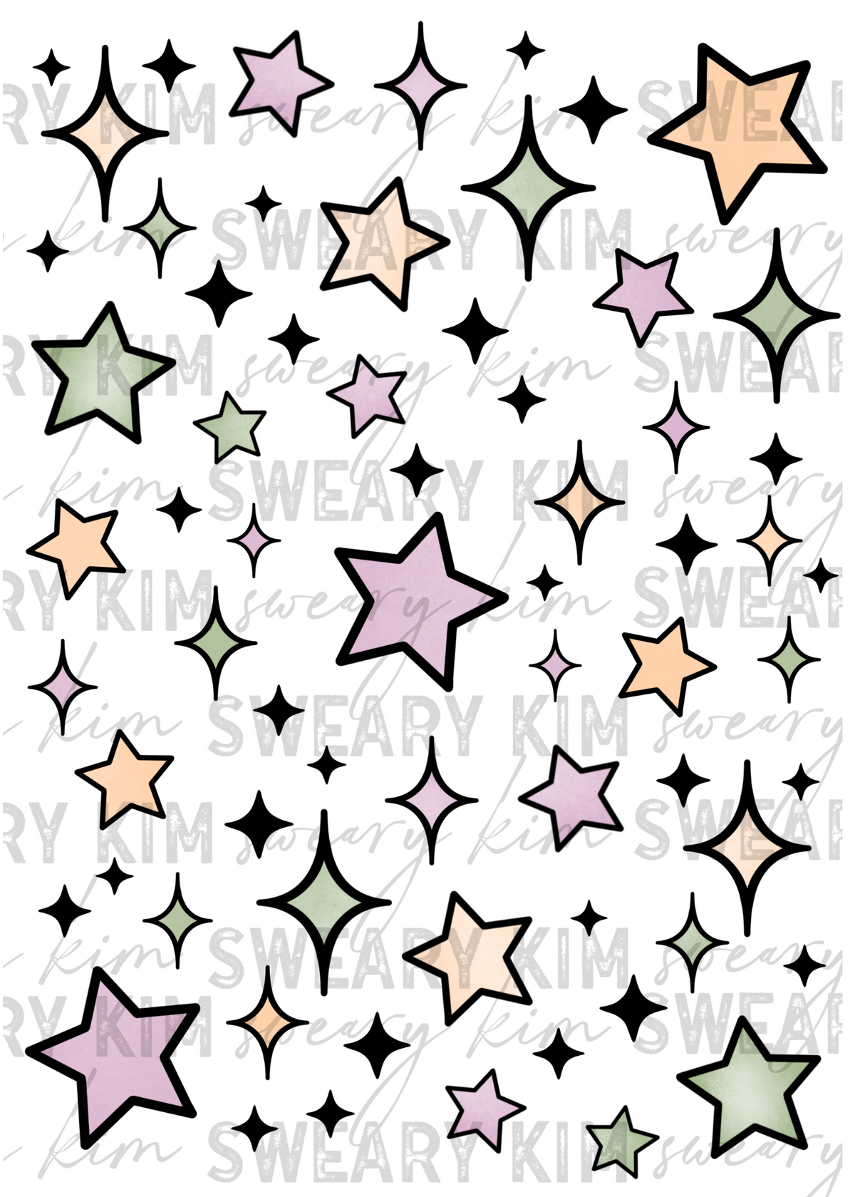 Exclusive Pastel Stars UV Dtf Element Sheet