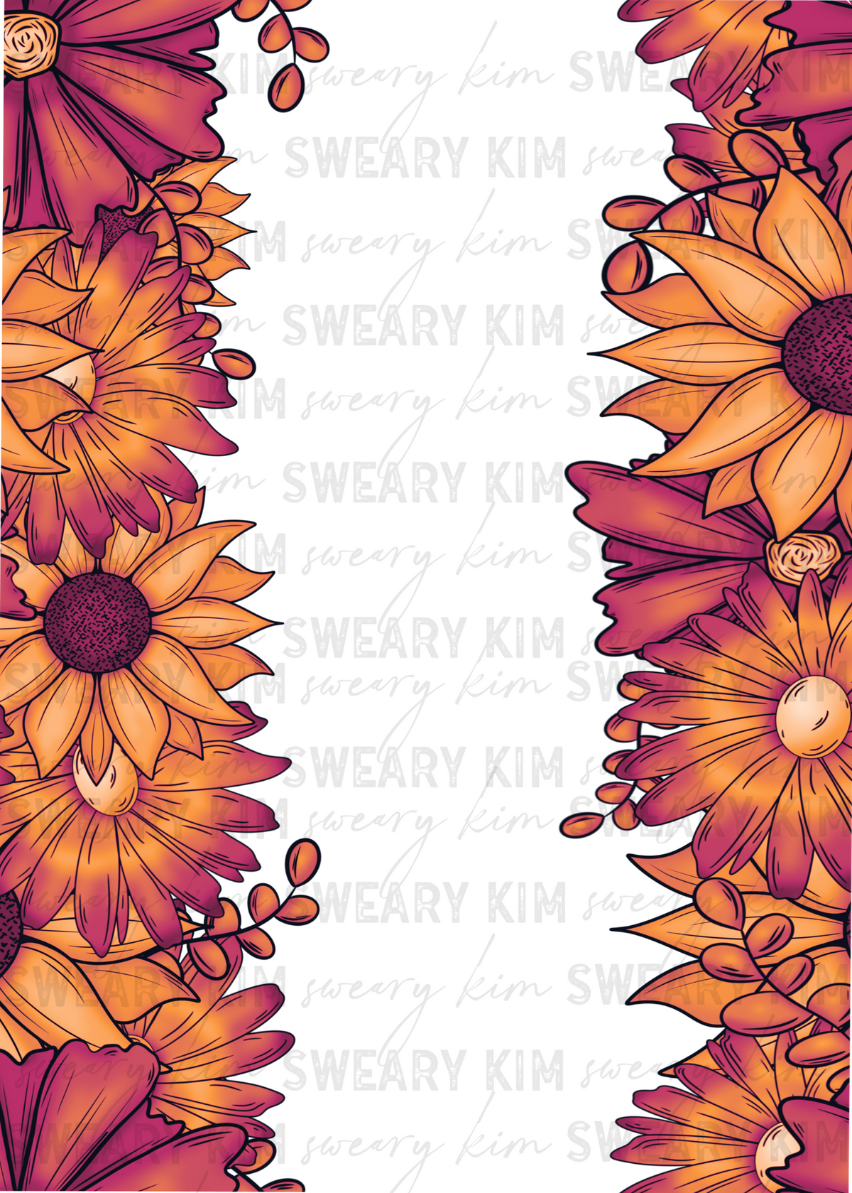 Bright Floral Borders UV Dtf Element Sheet 7.5inx10.5in