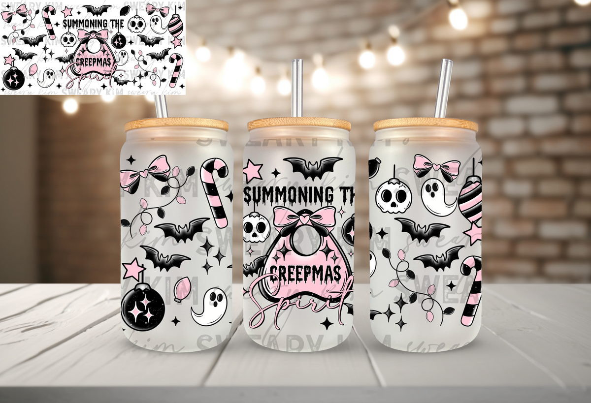 Exclusive Summoning The Creepmas Spirit UV Dtf 16oz glass can wrap