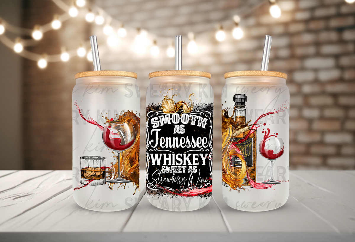 Smooth As Whiskey UV Dtf 16oz glass can wrap