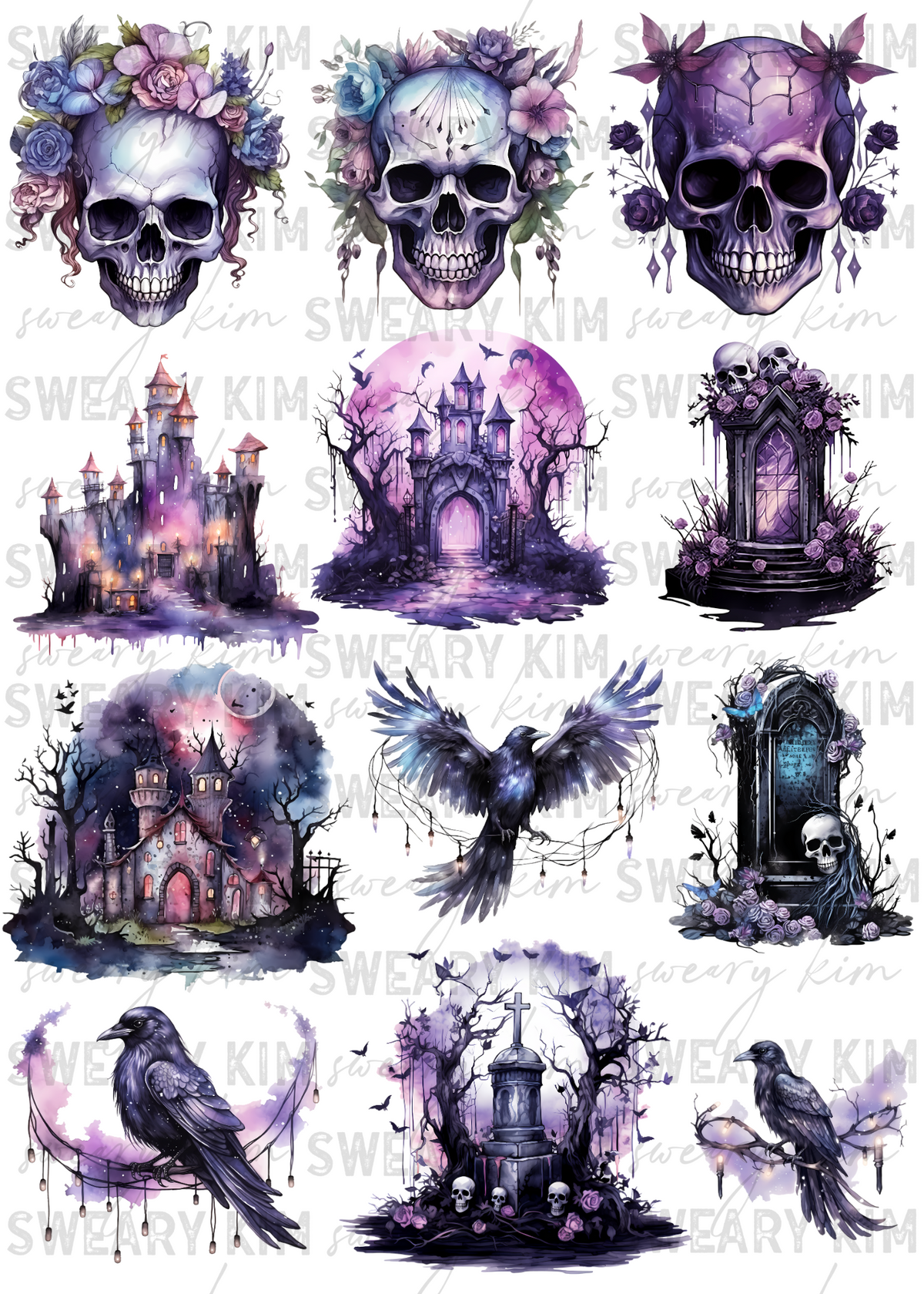 Gothic Graveyard UV Dtf Element Sheet 7.5inx10.5in