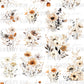 Cream Watercolor Wildflowers UV Dtf Element Sheet 7.5inx10.5in