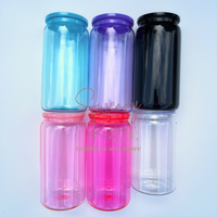 16oz Acrylic PLASTIC Can Tumbler w/ Plastic Lid (Translucent)