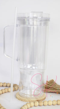 40oz Plastic Acrylic Handled Snow Globe Tumbler