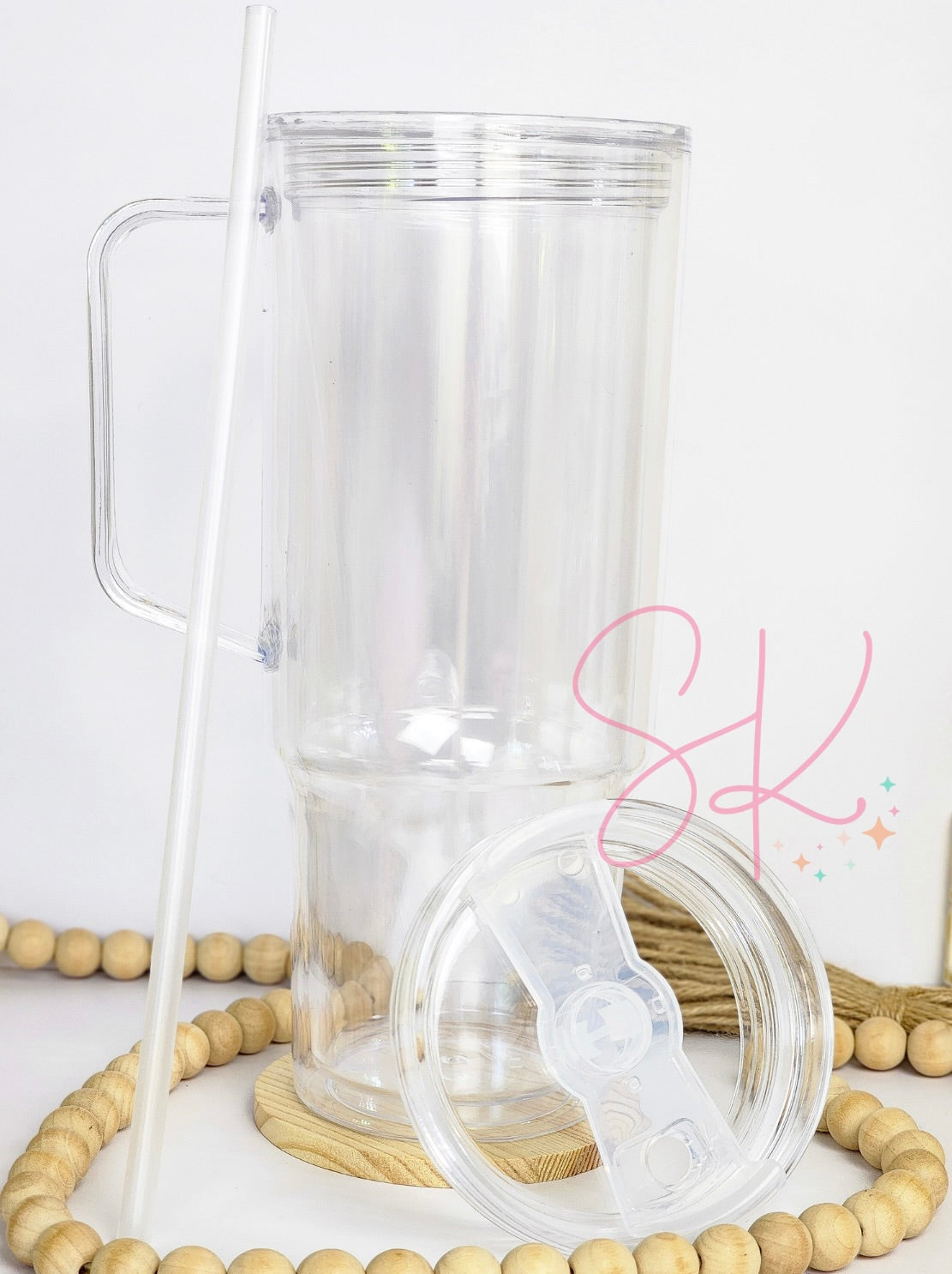40oz Plastic Acrylic Handled Snow Globe Tumbler
