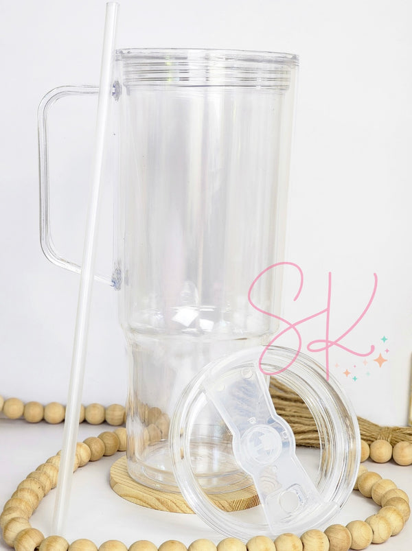 40oz Plastic Acrylic Handled Snow Globe Tumbler