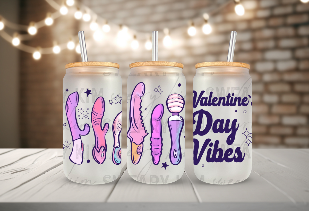 Exclusive Valentine's Day Vibes UV Dtf 16oz glass can wrap