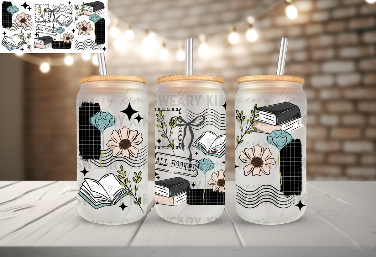 All Booked UV Dtf 16oz glass can wrap