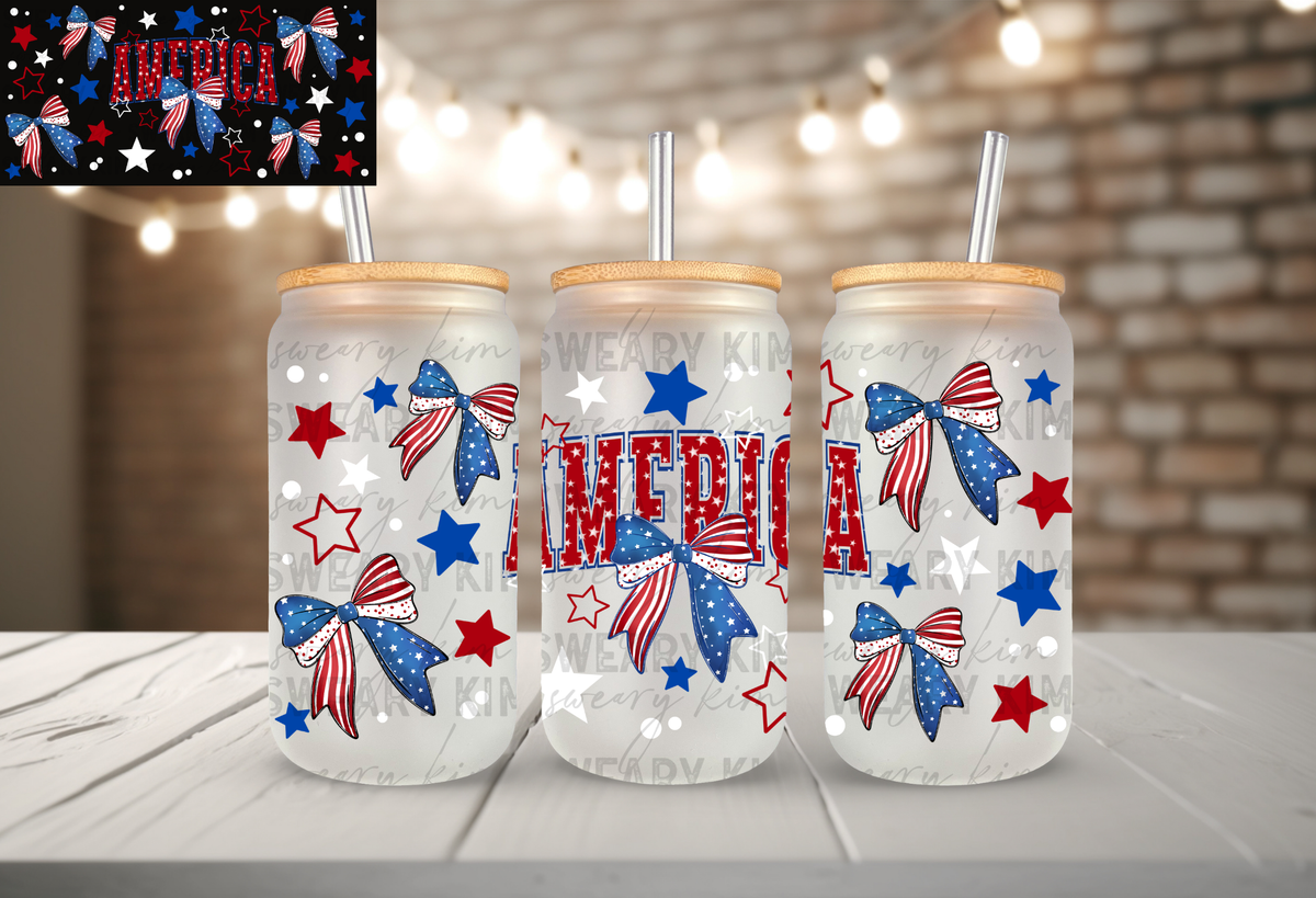 America Bows UV Dtf 16oz glass can wrap