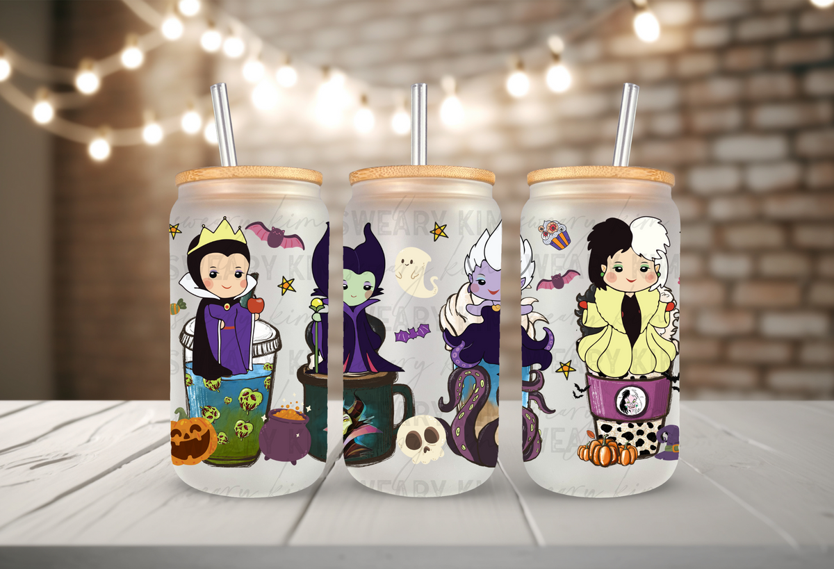 Villain Cups UV Dtf 16oz glass can wrap