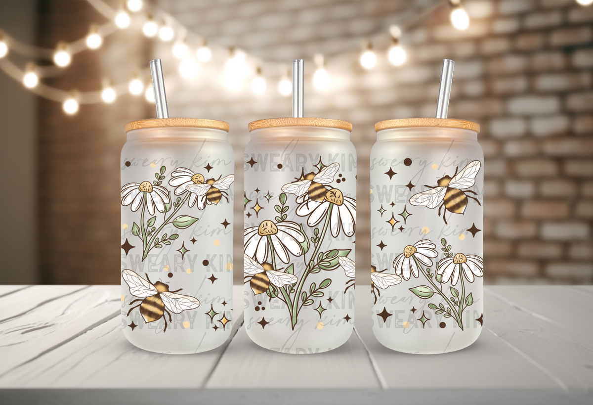 Bee's & Daisy's UV Dtf 16oz glass can wrap