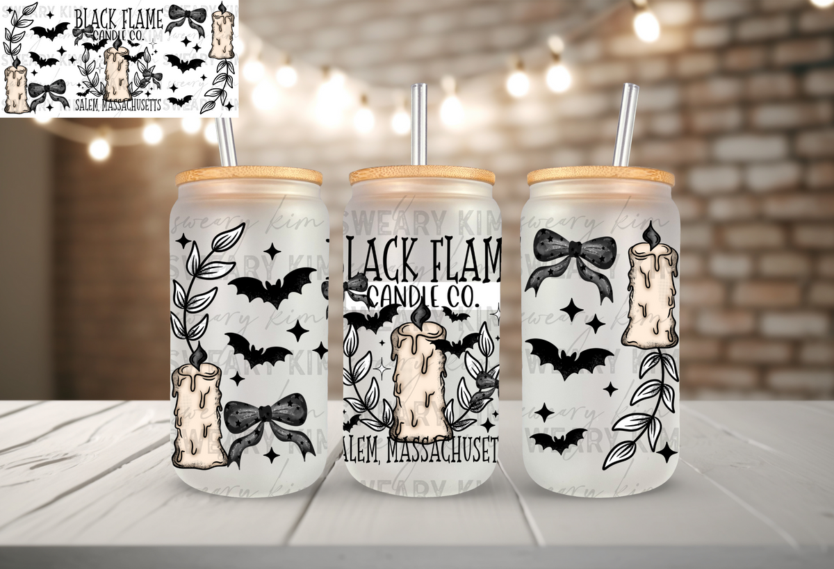 Black Flame Candle Co UV Dtf 16oz glass can wrap