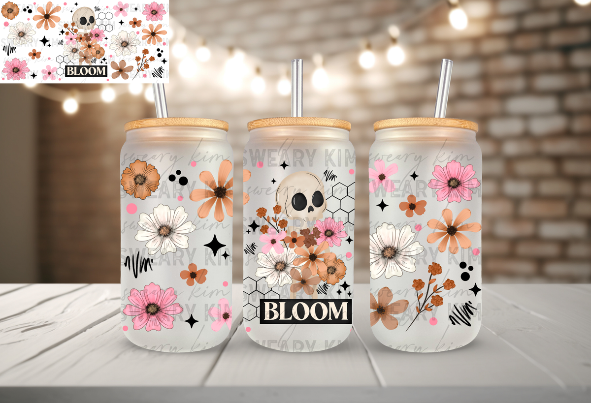 Bloom Wildflowers UV Dtf 16oz glass can wrap