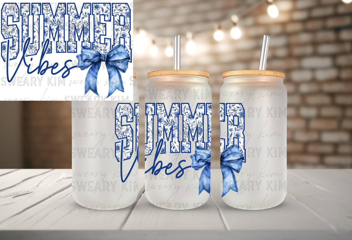 Blue Coquette Summer Vibes UV Dtf Decal