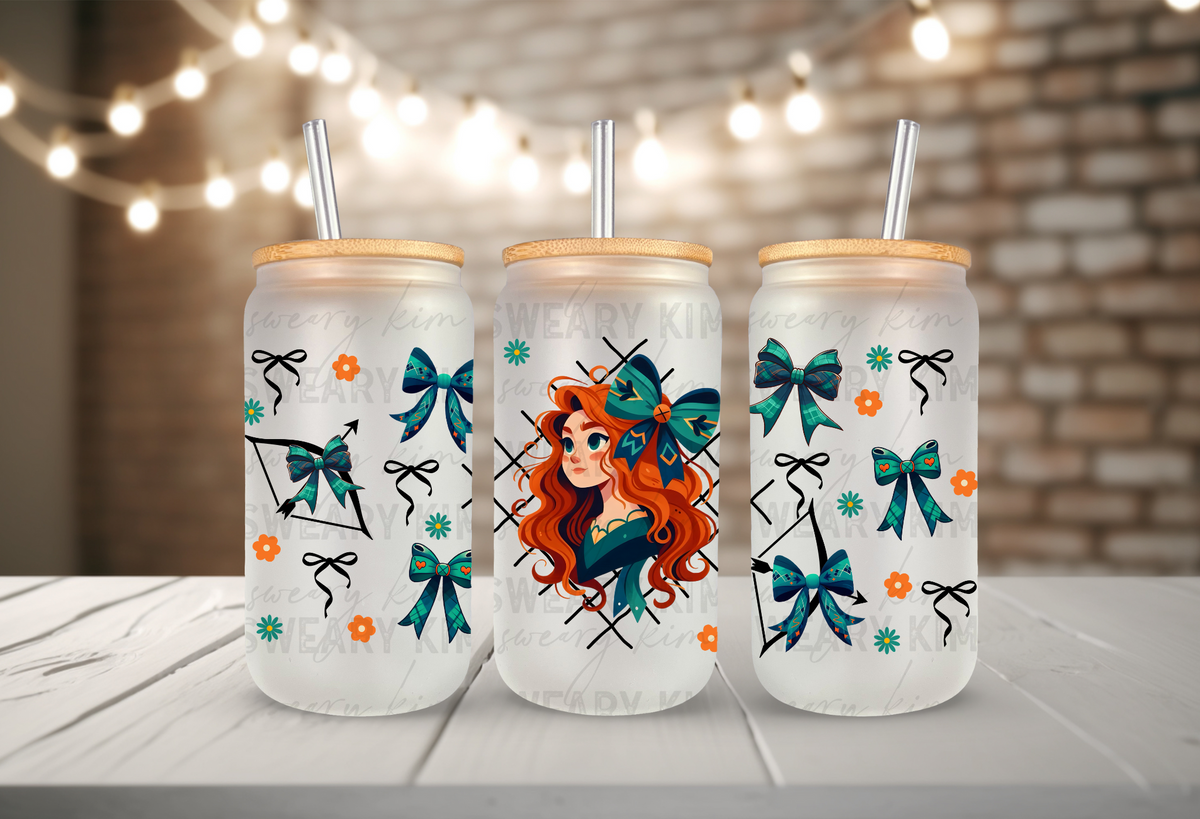A Brave Girl UV Dtf 16oz glass can wrap