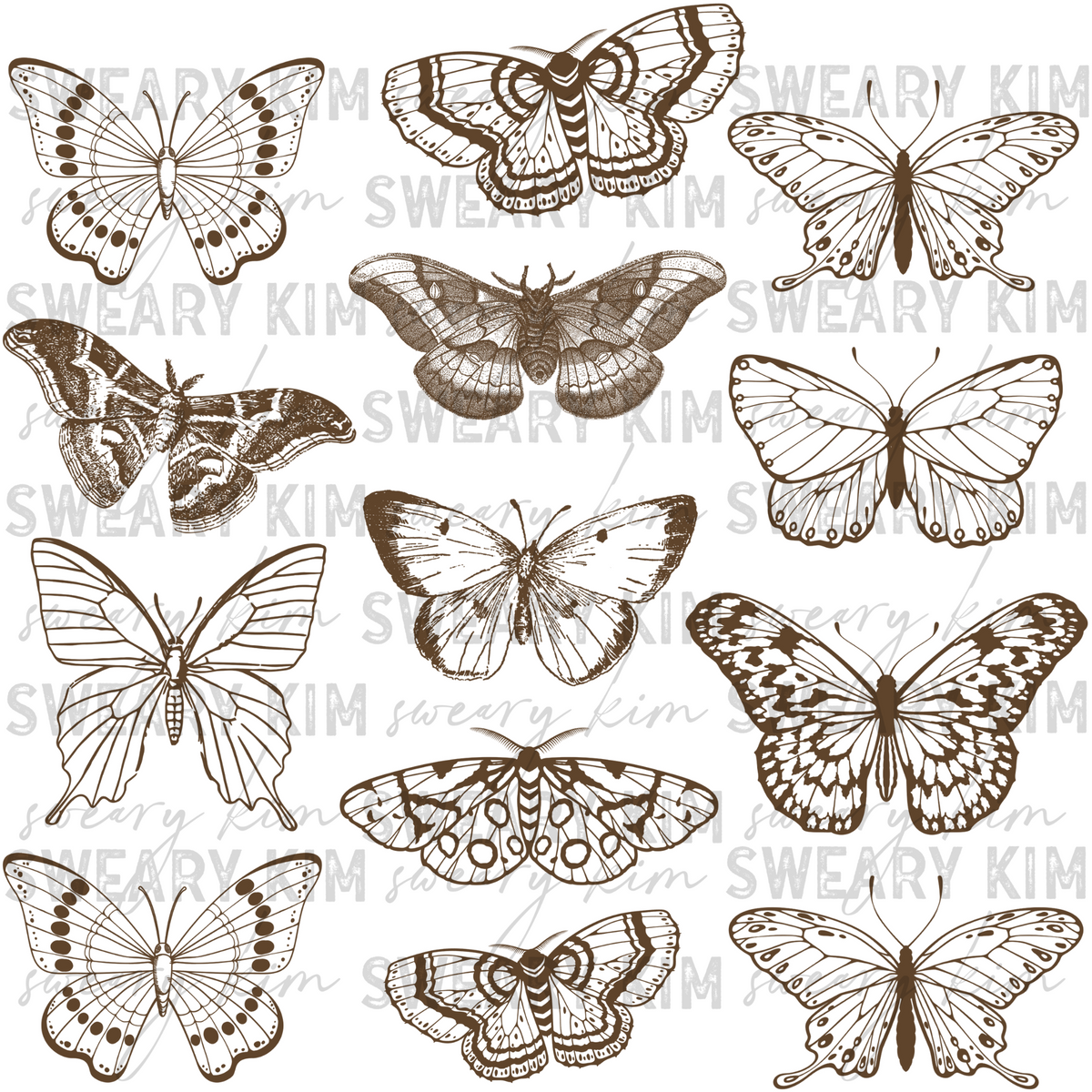 Brown Butterfly UV Dtf Element Sheet