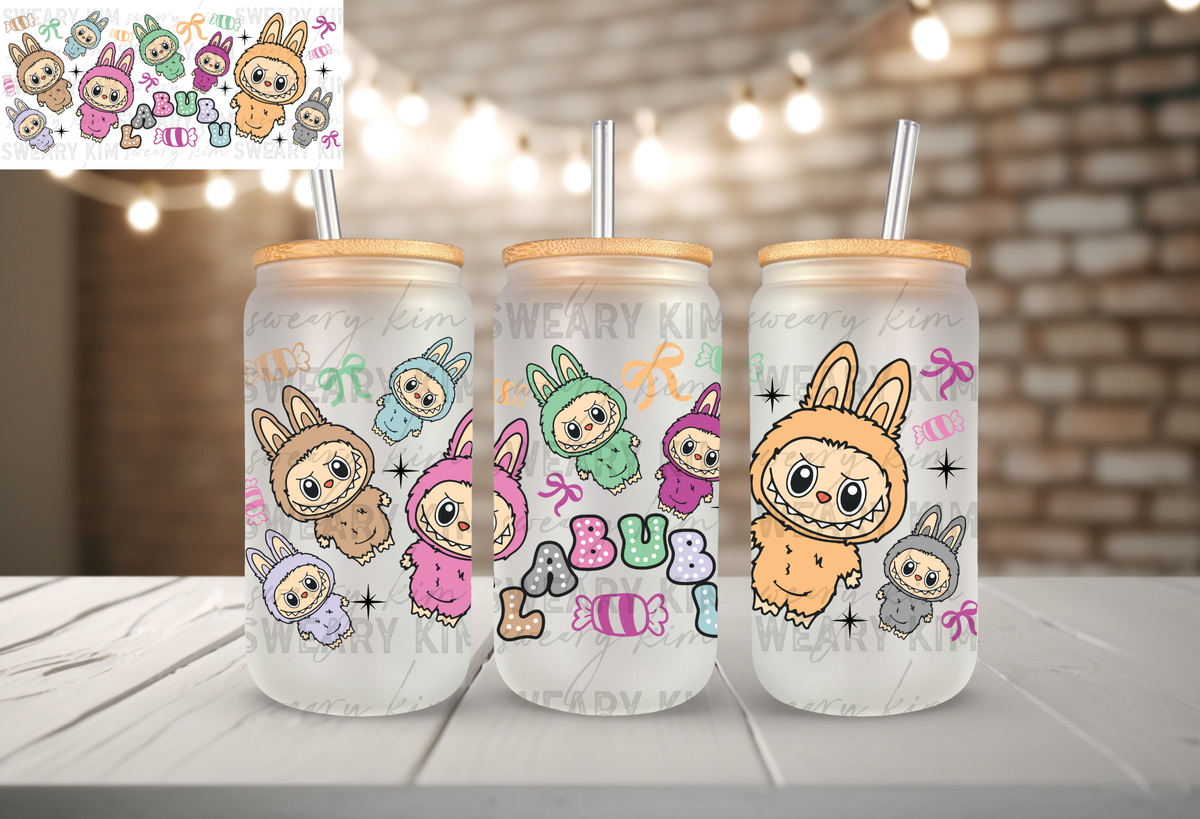 BooBoo's & Candies UV Dtf 16oz glass can wrap