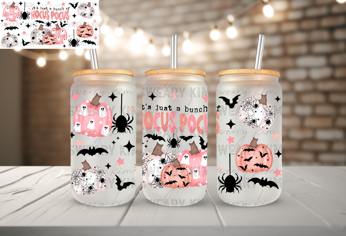 Hocus Pocus Dainty Pumpkins UV Dtf 16oz glass can wrap