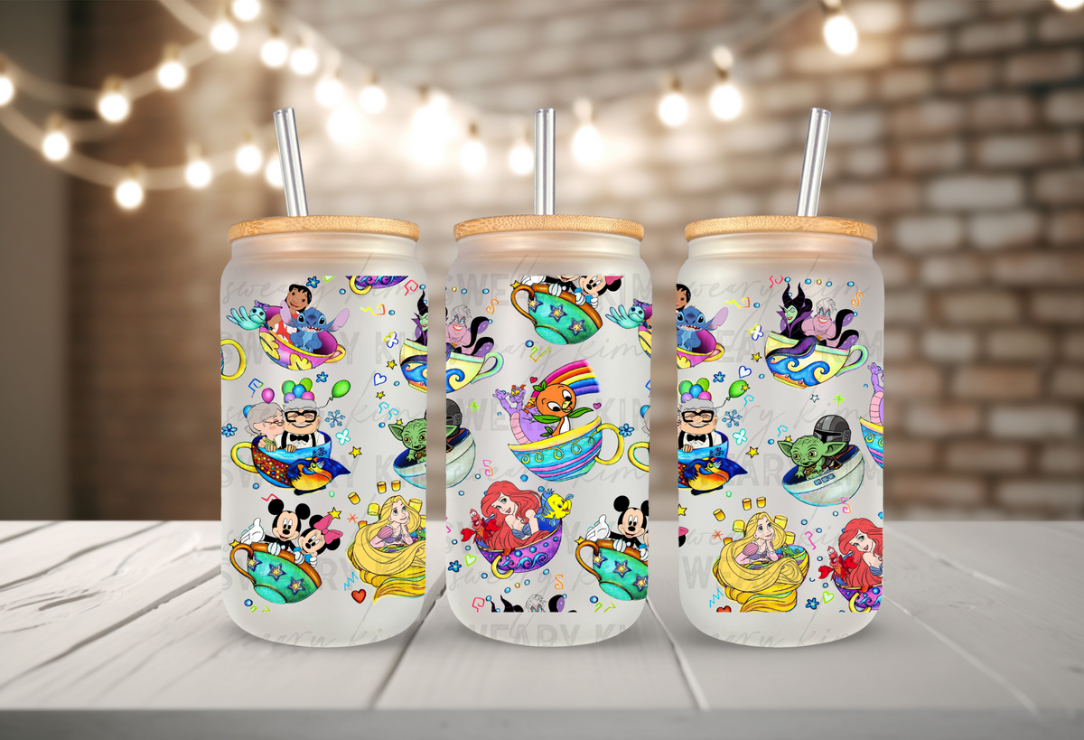 Character Space Cups UV Dtf 16oz glass can wrap